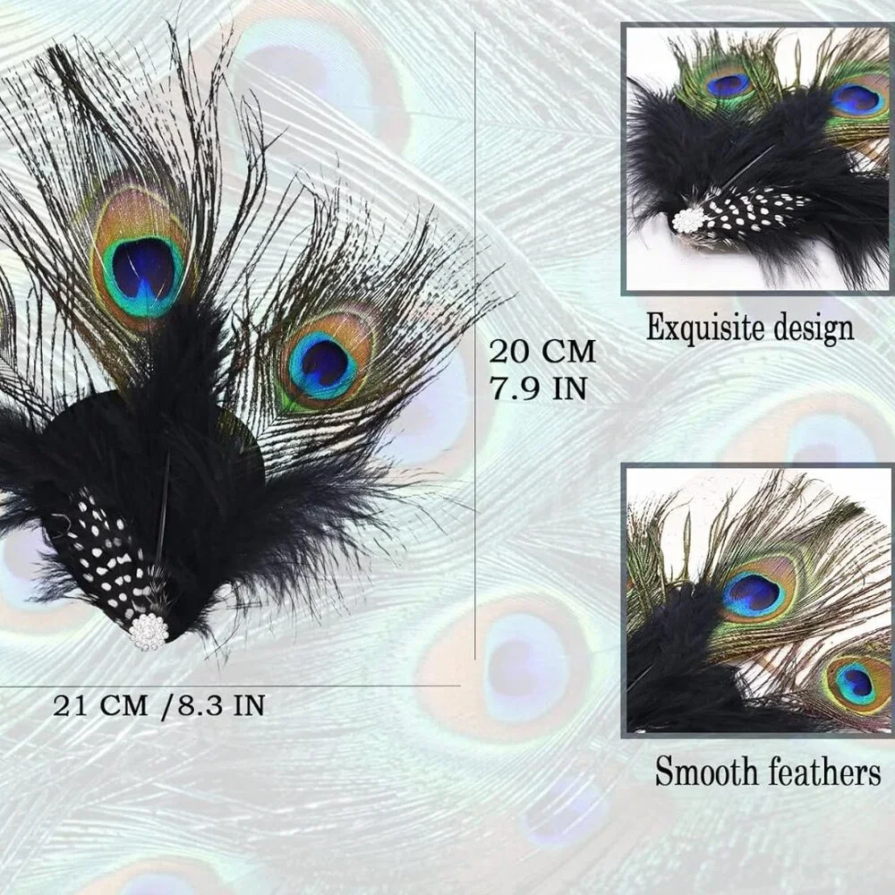 Halloween Peacock Black Feather Hairpin